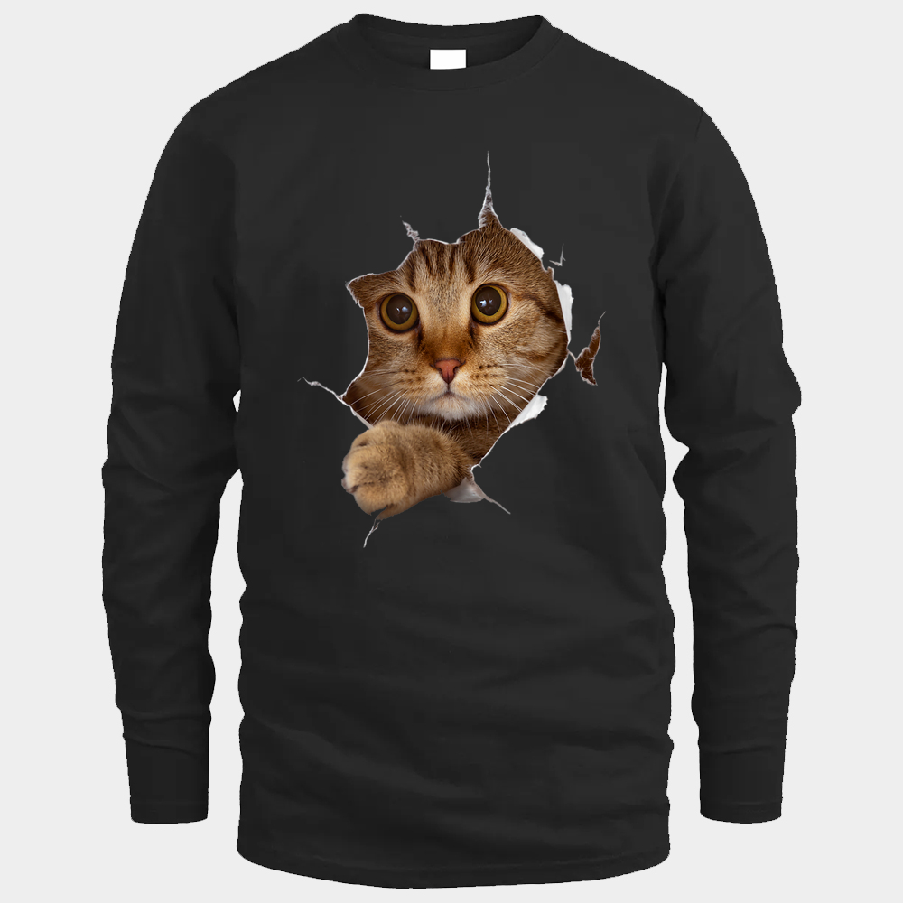 Sweet Kitten Torn Cloth - Funny Cat Lover Cat Owner Cat Lady Unisex Long Sleeved - Black