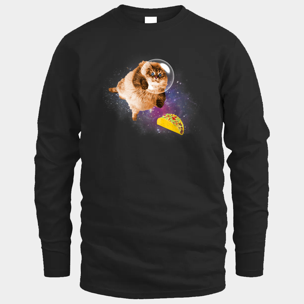 Taco Cat  Funny Taco Cat In Space  Taco Cat Unisex Long Sleeved - Black
